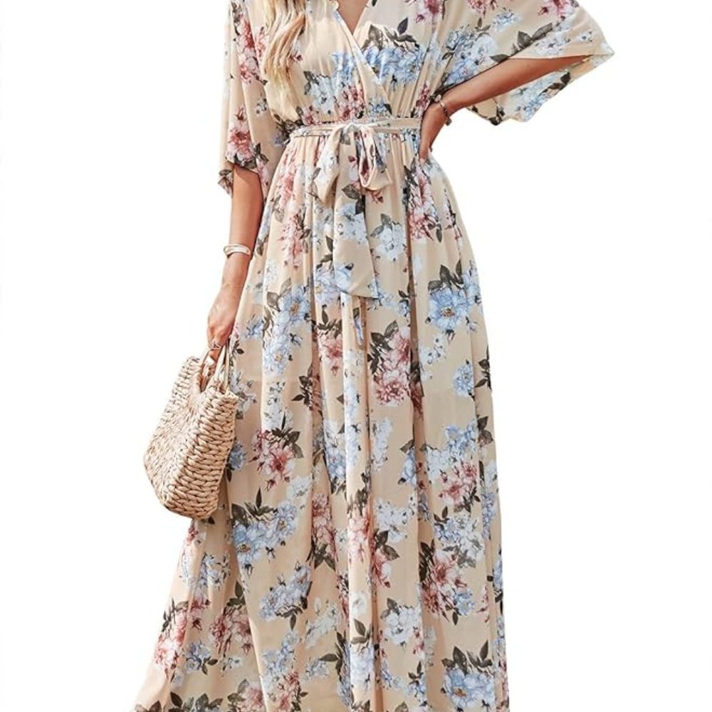 ANRABESS Women’s Summer Loose Kimono Maxi Dress Wrap